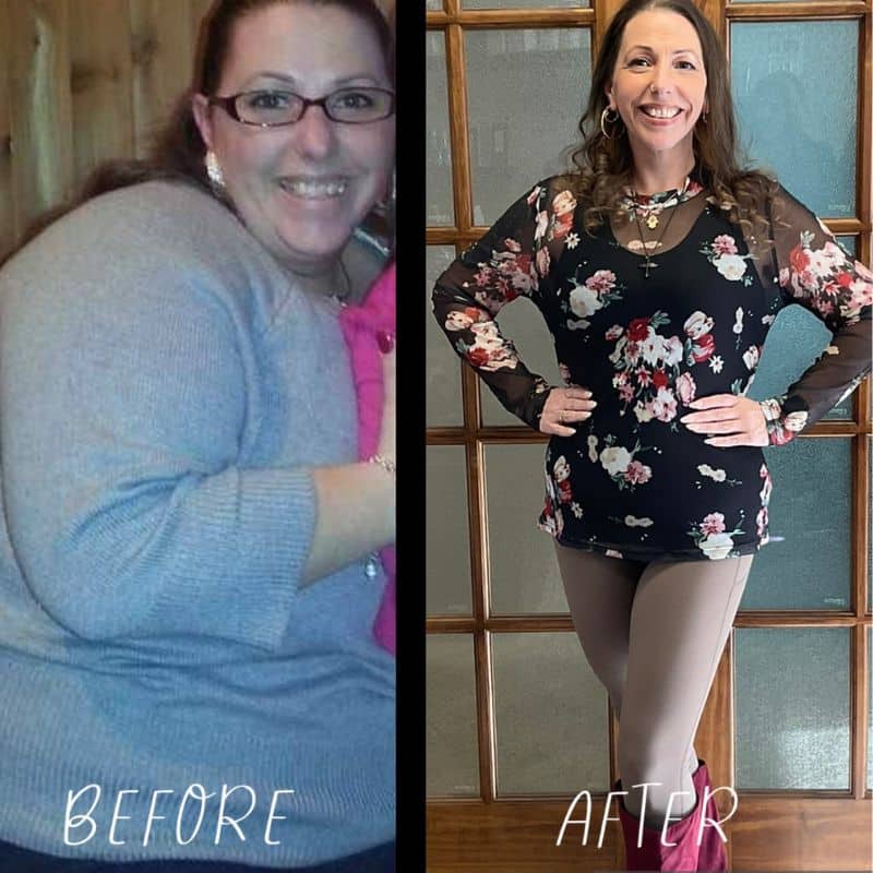 a woman before and after weight loss